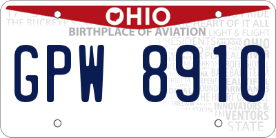 OH license plate GPW8910