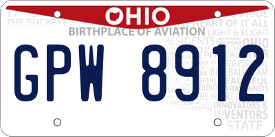 OH license plate GPW8912