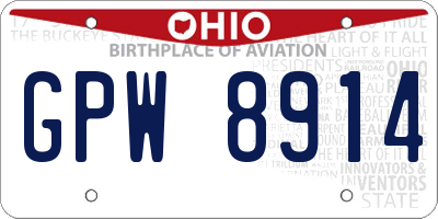 OH license plate GPW8914