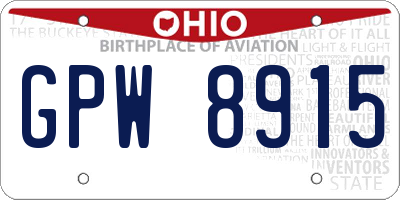 OH license plate GPW8915