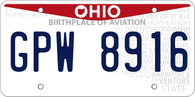 OH license plate GPW8916