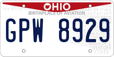OH license plate GPW8929