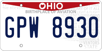 OH license plate GPW8930