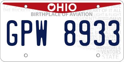 OH license plate GPW8933