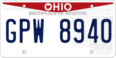 OH license plate GPW8940