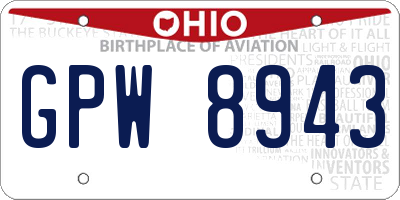 OH license plate GPW8943