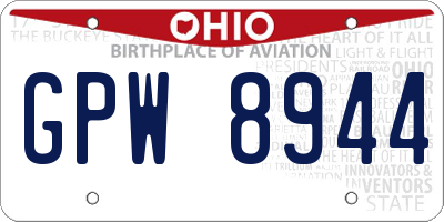 OH license plate GPW8944