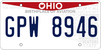 OH license plate GPW8946