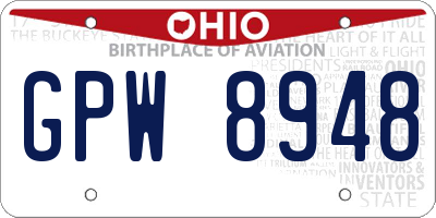 OH license plate GPW8948