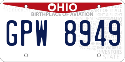 OH license plate GPW8949