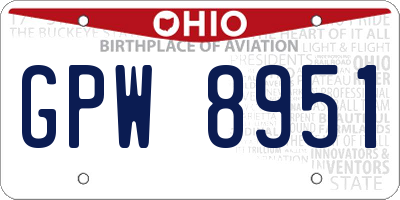 OH license plate GPW8951