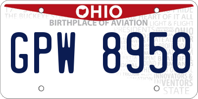 OH license plate GPW8958