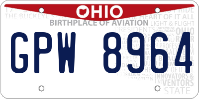 OH license plate GPW8964
