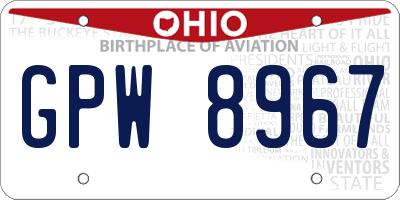 OH license plate GPW8967