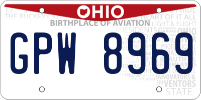 OH license plate GPW8969