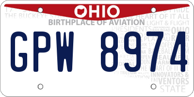 OH license plate GPW8974