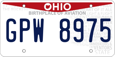 OH license plate GPW8975