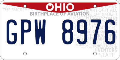 OH license plate GPW8976