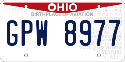 OH license plate GPW8977