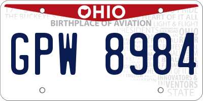 OH license plate GPW8984