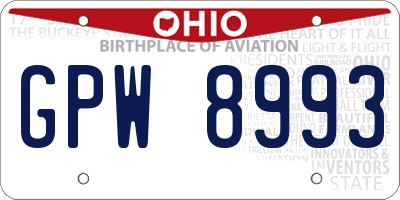 OH license plate GPW8993
