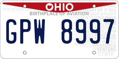 OH license plate GPW8997