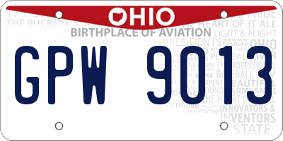 OH license plate GPW9013