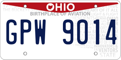 OH license plate GPW9014