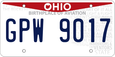 OH license plate GPW9017