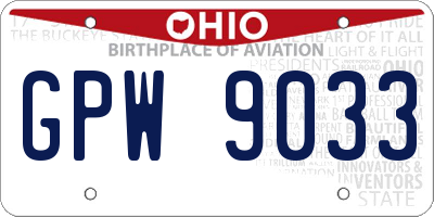 OH license plate GPW9033