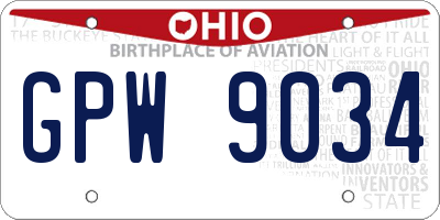 OH license plate GPW9034