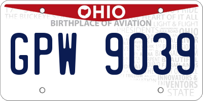 OH license plate GPW9039