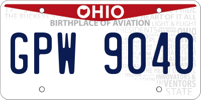 OH license plate GPW9040