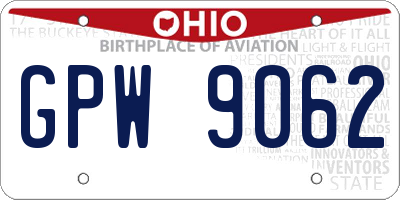 OH license plate GPW9062