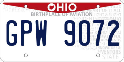 OH license plate GPW9072