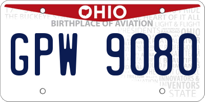 OH license plate GPW9080