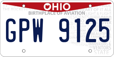 OH license plate GPW9125
