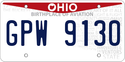 OH license plate GPW9130