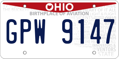 OH license plate GPW9147