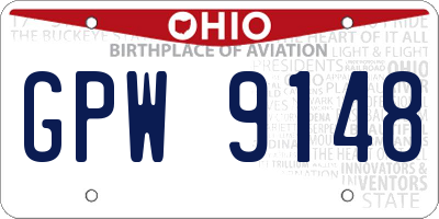 OH license plate GPW9148