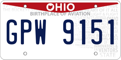 OH license plate GPW9151