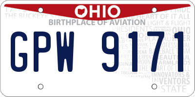 OH license plate GPW9171
