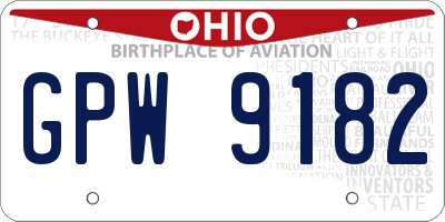 OH license plate GPW9182