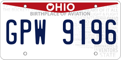 OH license plate GPW9196