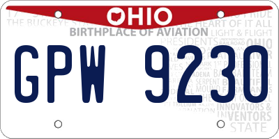 OH license plate GPW9230