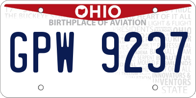 OH license plate GPW9237
