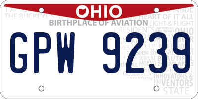 OH license plate GPW9239