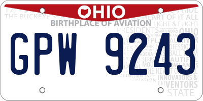 OH license plate GPW9243