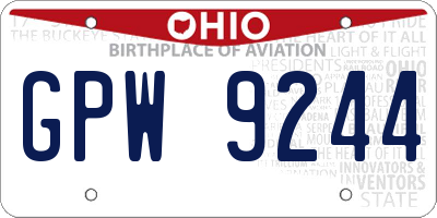 OH license plate GPW9244