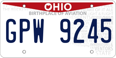 OH license plate GPW9245